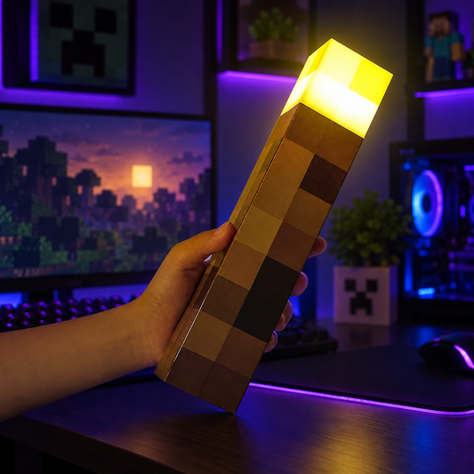 Lampara Antorcha Minecraft en ambiente gamer