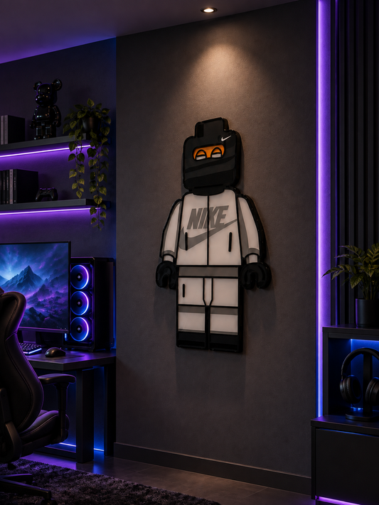 Cuadro Lego Nike en setup gamer