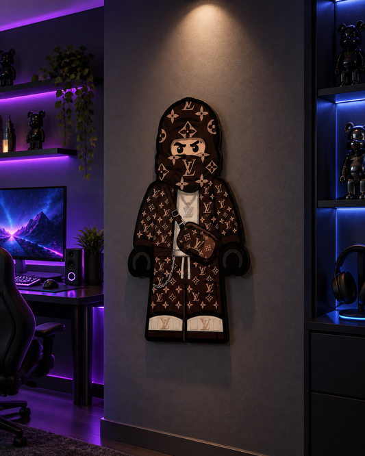 Cuadro Ninja LV café en setup gamer