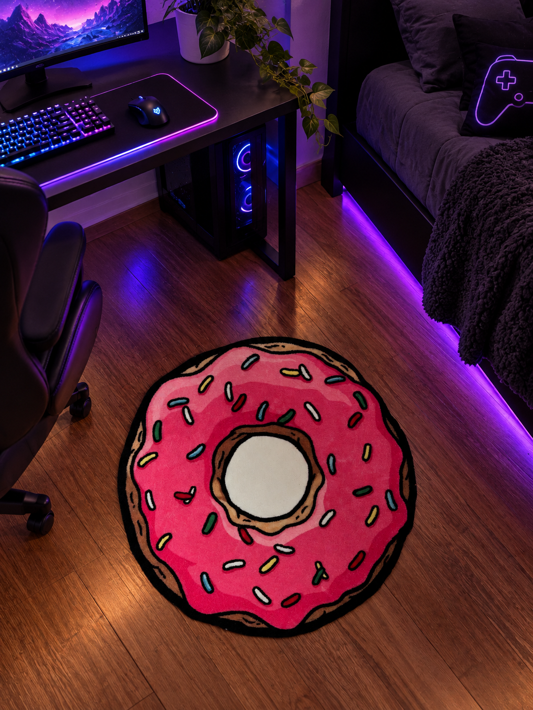 Tapete Dona en cuarto gamer - vista superior