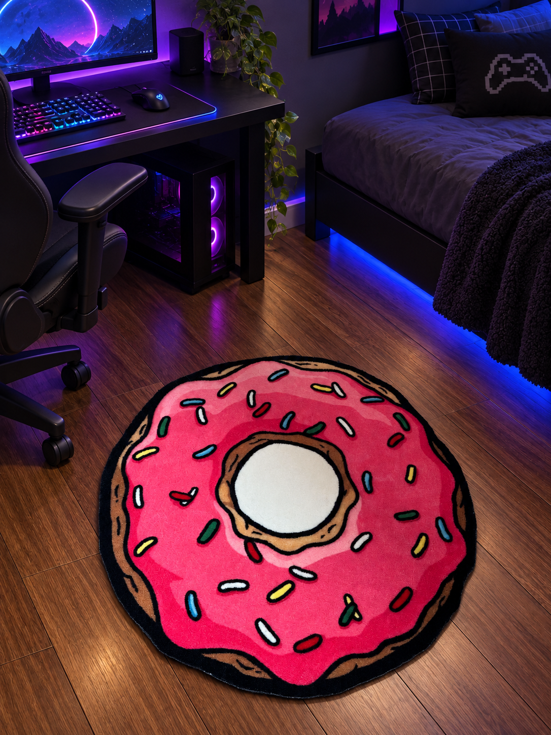 Tapete Dona en cuarto gamer - detalle